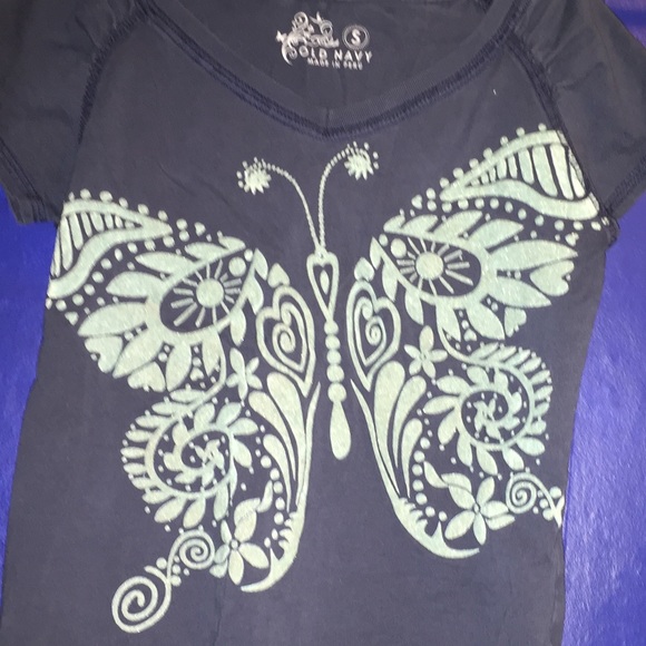 Old Navy Navy Blue butterfly shirt girls - Picture 4 of 4